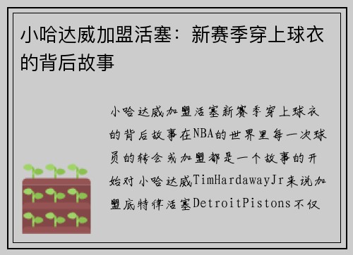 小哈达威加盟活塞：新赛季穿上球衣的背后故事