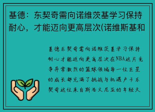 基德：东契奇需向诺维茨基学习保持耐心，才能迈向更高层次(诺维斯基和东契奇一起打过球吗)